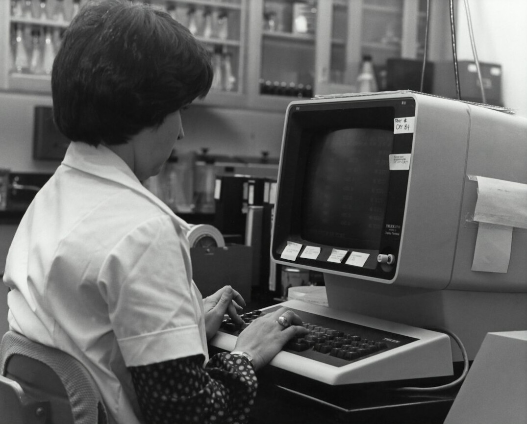 researcher using computer
